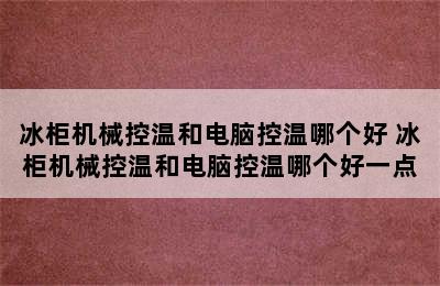 冰柜机械控温和电脑控温哪个好 冰柜机械控温和电脑控温哪个好一点